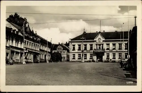 Ak Elsterberg an der Weißen Elster Vogtland, Marktplatz, Rathaus