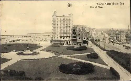 Ak Wenduine Wenduyne De Haan Westflandern, Grand Hotel Belle Vue, Parc et Plage