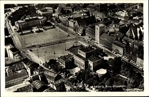 Ak Leipzig in Sachsen, Augustusplatz, Fliegeraufnahme