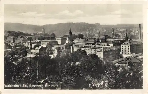 Ak Waldheim Sachsen, Blick von der Hufe auf die Stadt