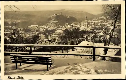 Ak Greiz im Vogtland, Panorama, Aussichtspunkt, Winter