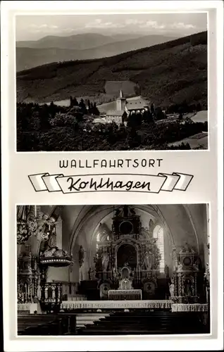 Ak Kohlhagen Kirchhundem im Sauerland, Gesamtansicht, Wallfahrtskirche, Innenansicht