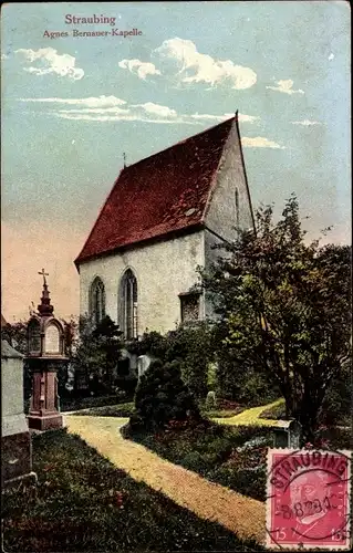 Ak Straubing Niederbayern, Agnes Bernauer Kapelle mit Garten
