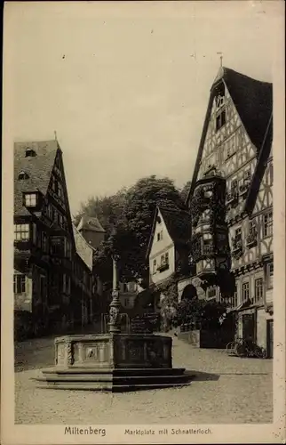 Ak Miltenberg am Main Unterfranken, Marktplatz mit Schnatterloch