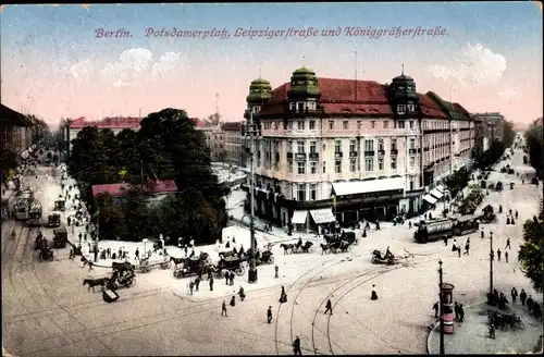 Ak Berlin Tiergarten, Potsdamer Platz, Leipziger Straße, Königgrätzer Straße