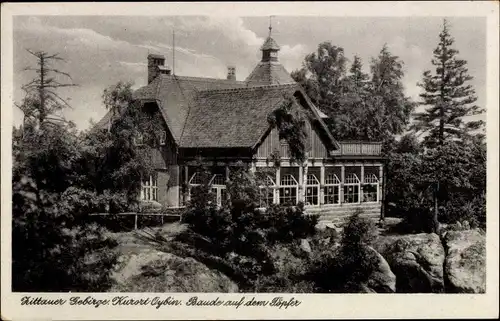 Ak Oybin in der Oberlausitz, Zittauer Gebirge, Baude auf dem Töpfer