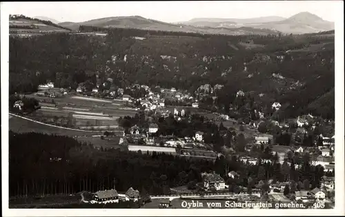 Ak Oybin in Sachsen, Ortschaft vom Scharfenstein aus gesehen