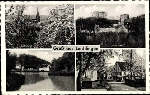 Ak Leichlingen im Rheinland, Balken, Haus Vorst, Kath. Kirche, Am Hasensprung