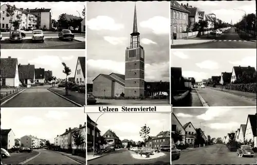 Ak Uelzen in Niedersachsen, Sternviertel, Kirche, Straßenpartien, Wohngebiet