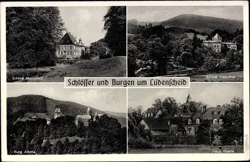 Ak Lüdenscheid im Märkischen Kreis, Schloss Neuenhof, Haus Rhade, Schloss Ödenthal, Burg Altena