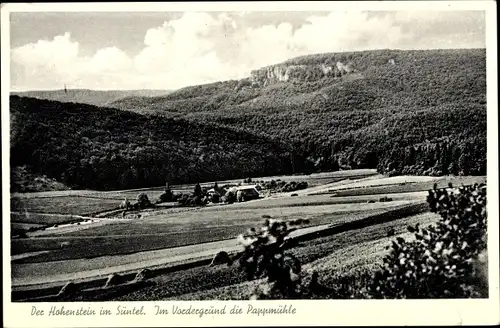 Ak Hessisch Oldendorf an der Weser, Pappmühle, Panorama, Hohenstein im Süntel