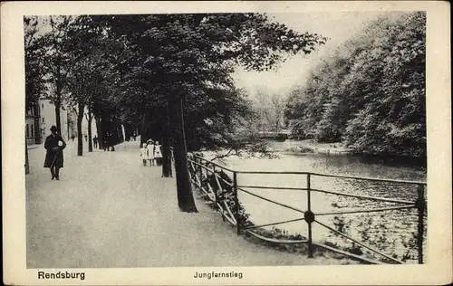 Ak Rendsburg in Schleswig Holstein, Jungfernstieg