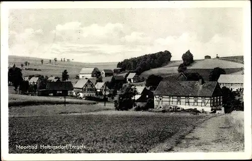 Ak Helbigsdorf Mulda im Erzgebirge, Teilansicht vom Ort, Fachwerkhäuser