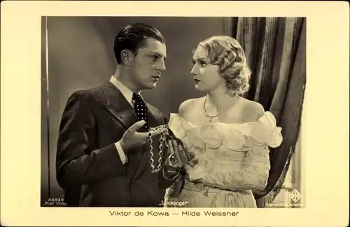 Schauspieler Viktor de Kowa und Hilde Weisner in Filmszene aus Lockvogel, Ross Verlag 8883/1