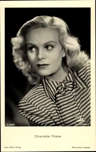 Ak Schauspielerin Charlotte Thiele, Portrait