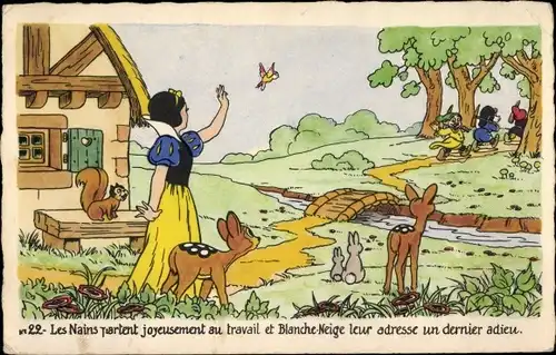 Ak Blanche Neige, Nains, Zwerge, Schneewittchen, Walt Disney