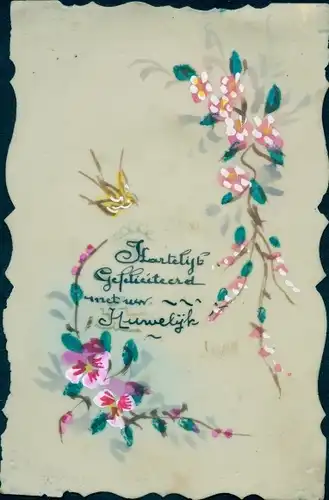 Zelluloid Ak Blumen, Stiefmütterchen