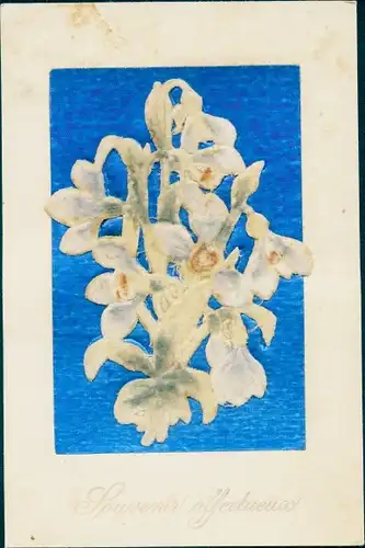 Präge Stoff Ak Souvenir affectueux, Blumen