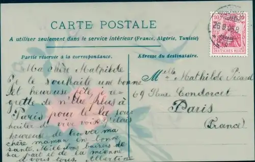 Zelluloid Ak Glückwunsch, Bonne Fete, Schwalben, Blumen