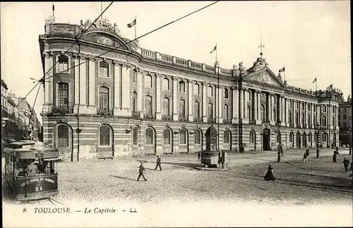 Ak Toulouse Haute Garonne, Le Capitole, Straßenbahn Nr. 84