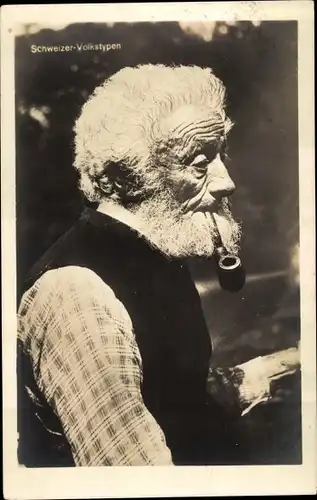 Ak Schweizer Volkstypen, Alter Mann mit Pfeife