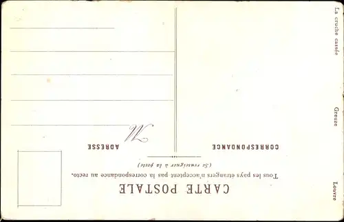 Ak La Cruche Cassee, Frau in weißem Kleid, Portrait