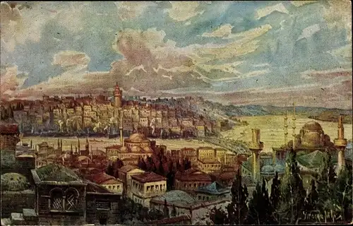 Künstler Ak Konstantinopel Istanbul Türkei, Panoramablick