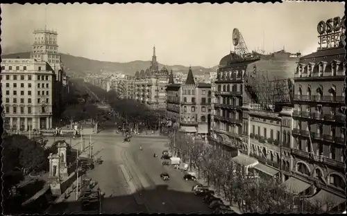 Ak Barcelona Katalonien Spanien, Plaza Cataluna y Paseo de Gracia