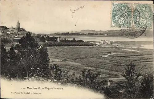 Ak Hondarribia Fuenterrabia Baskenland, Panorama et Plage d'Hendaye