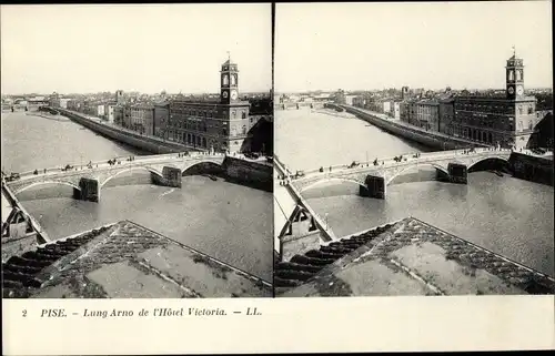 Stereo Ak Pisa Toscana, Lung Arno de l'Hotel Victoria