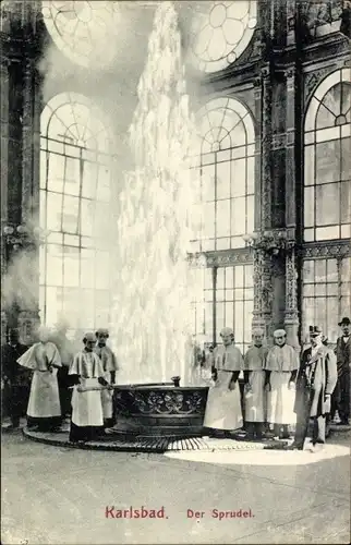 Ak Karlovy Vary Karlsbad Stadt, der Sprudel