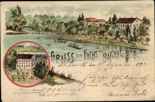 Litho Strasbourg Straßburg Elsass Bas Rhin, Fuchs Am Buckel