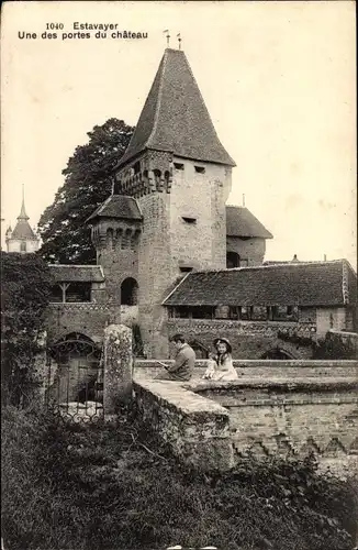 Ak Estavayer Kanton Freiburg, Une des portes du Château