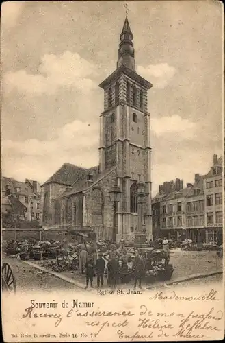 Ak Namur Wallonien, Église St. Jean, Markt an der Kirche