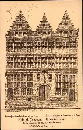 Ak Bruxelles Brüssel, Cafés Crûs et Torréfiés, Rob. A. Jannssens et H. Vandenboudt