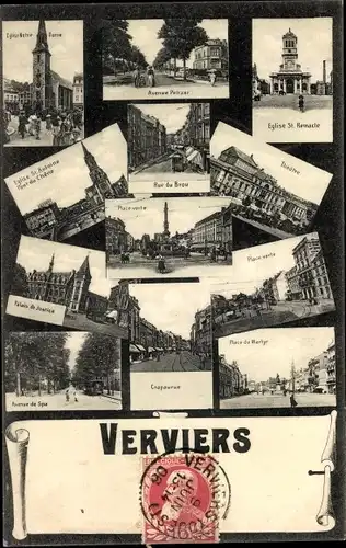 Ak Verviers Wallonien Lüttich, Kirchen, Gerichtsgebäude, Straßenansichten