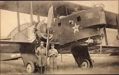 Ak Flugzeug, Doppeldecker, Piloten, 1931