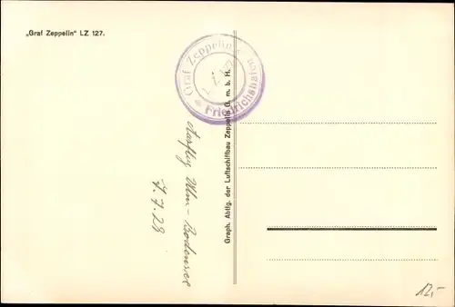 Ak Zeppelin Graf Zeppelin LZ 127, Luftschiff