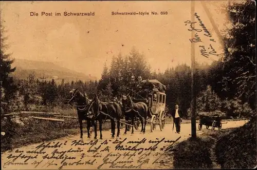 Ak Die Post im Schwarzwald, Postkutsche