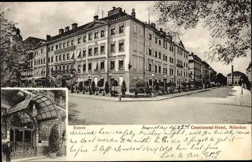 Ak München Bayern, Continental Hotel, Eingang