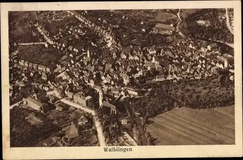 Ak Waiblingen in Württemberg, Totalansicht der Ortschaft, Fliegeraufnahme