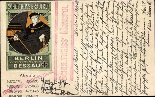 Litho Reklame, Schultheiss Brauerei Berlin, Dessau