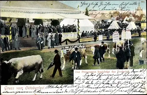 Ak Oktoberfest, Der Prinzregent besichtigt das Preisvieh