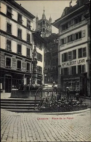 Ak Lausanne Kanton Waadt, Place de la Palud, Vve Albert Lehr, Geschäft