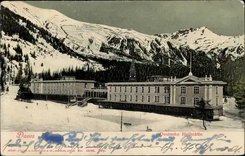 Ak Davos Kanton Graubünden, Deutsche Heilstätte, Winter