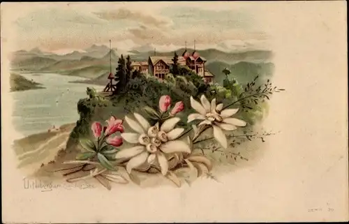 Litho Zürich Stadt Schweiz, Uetliberg am Züricher See