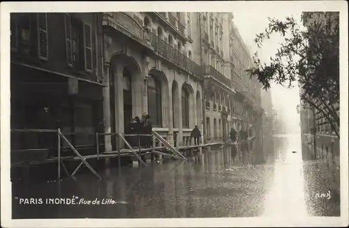 Ak Paris VII, Rue de Lille, Hochwasser