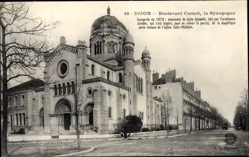 Ak Dijon Côte d'Or, Boulevard Carnot, la Synagogue
