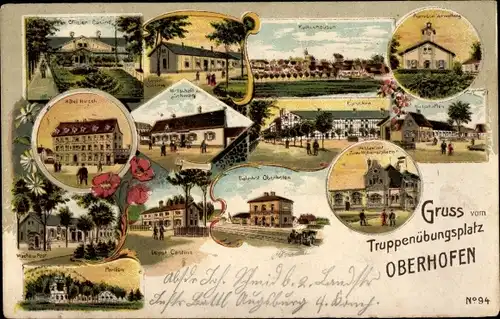 Litho Oberhoffen Oberhofen Elsass Bas Rhin, Truppenübungsplatz, Wirtschaft, Hotel