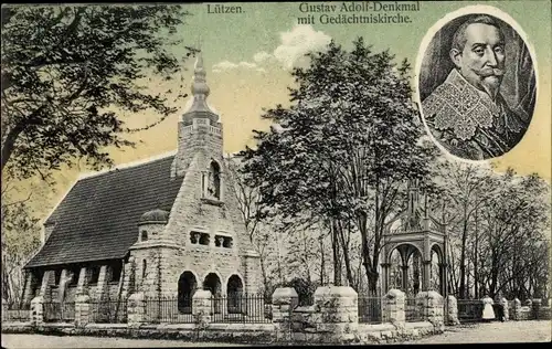 Ak Lützen im Burgenlandkreis, Gustav Adolf-Denkmal mit Gedächtniskirche